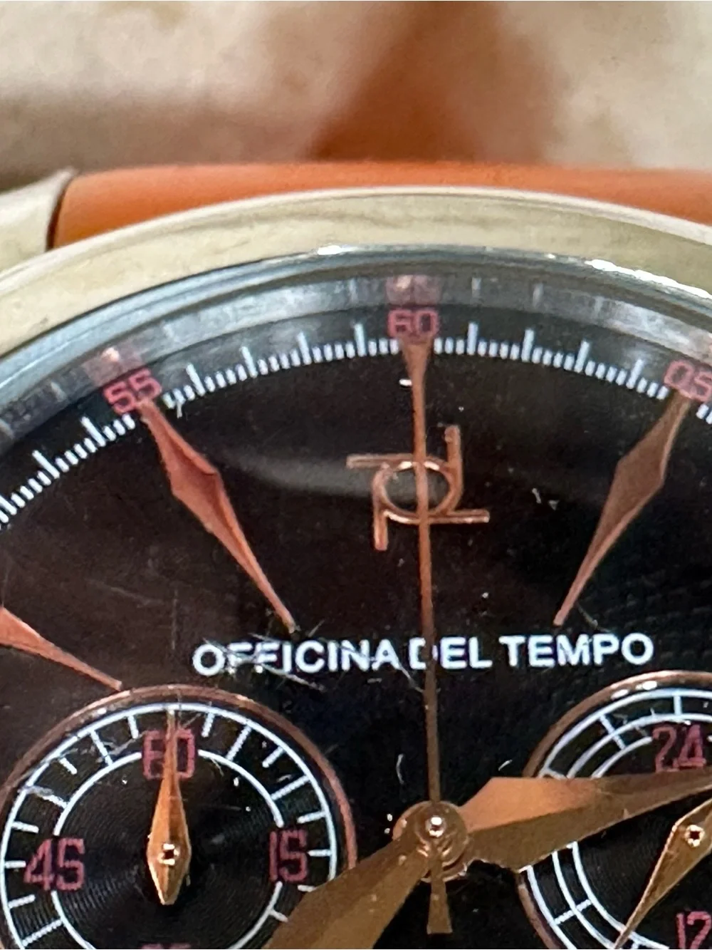 OFFICINA DEL TEMPO Orange Strap Chronograph Sport Wristwatch🌸